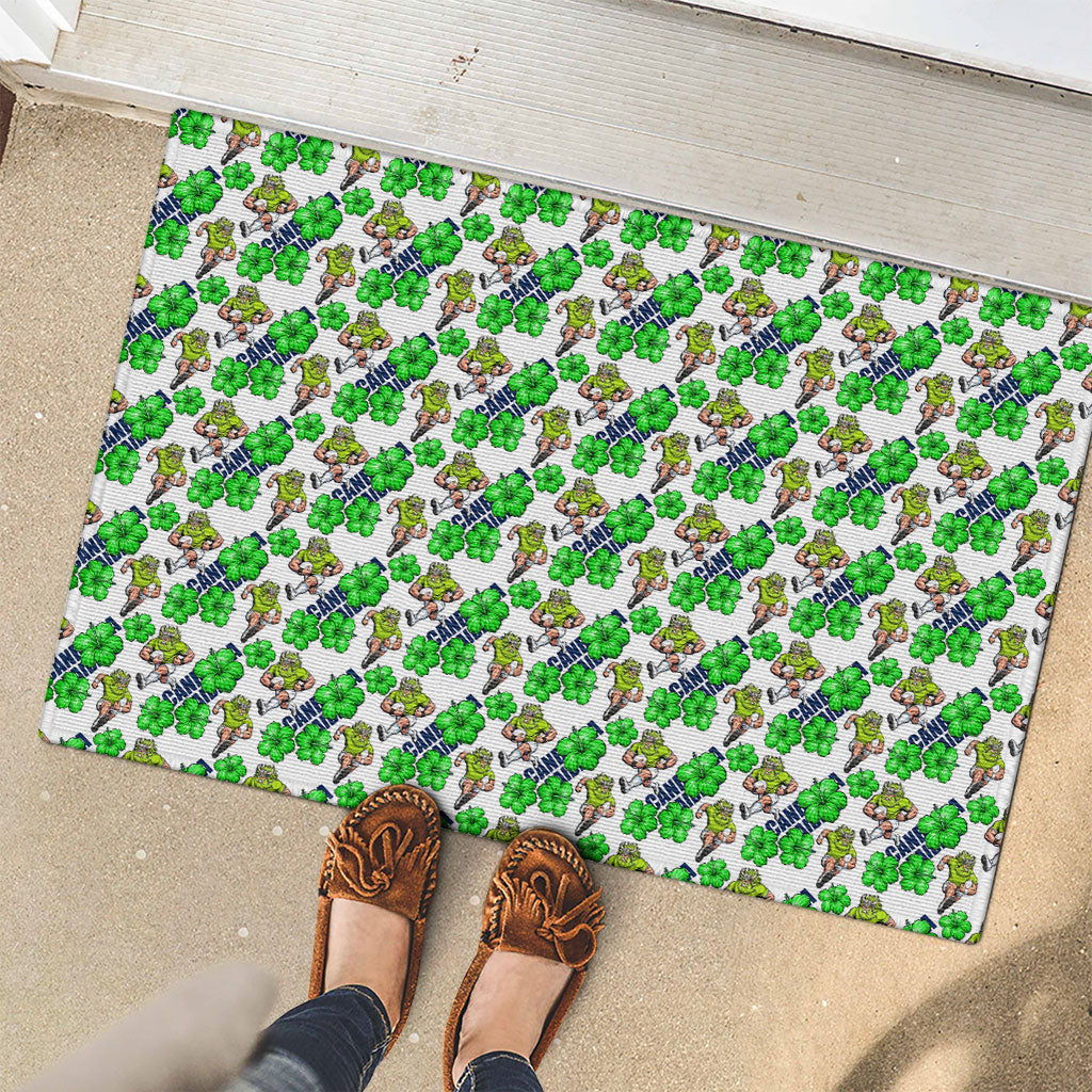 Canberra Raiders Rubber Doormat Tropical Hibiscus Floral Seamless Rugby Mascot