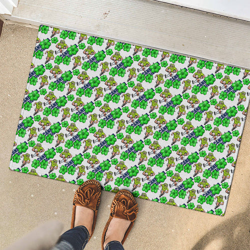 Canberra Raiders Rubber Doormat Tropical Hibiscus Floral Seamless Rugby Mascot