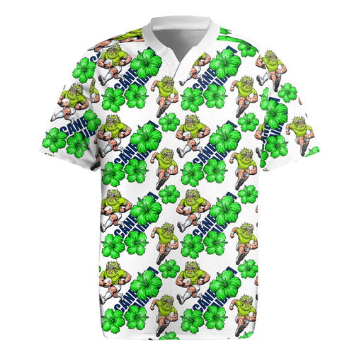 Canberra Raiders Rugby Jersey Tropical Hibiscus Floral Seamless Rugby Mascot