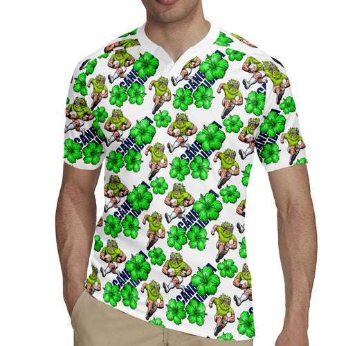Canberra Raiders Rugby Jersey Tropical Hibiscus Floral Seamless Rugby Mascot