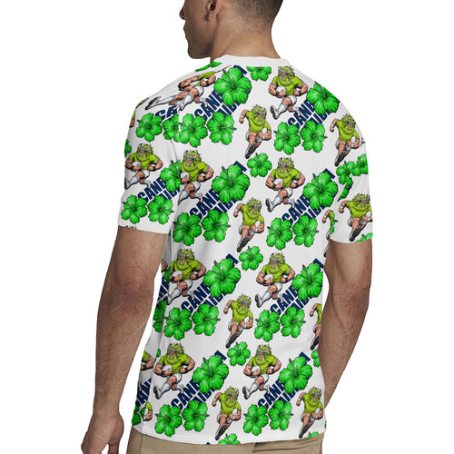Canberra Raiders Rugby Jersey Tropical Hibiscus Floral Seamless Rugby Mascot