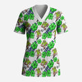Canberra Raiders Scrub Top Tropical Hibiscus Floral Seamless Rugby Mascot