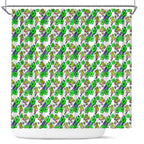 Canberra Raiders Shower Curtain Tropical Hibiscus Floral Seamless Rugby Mascot