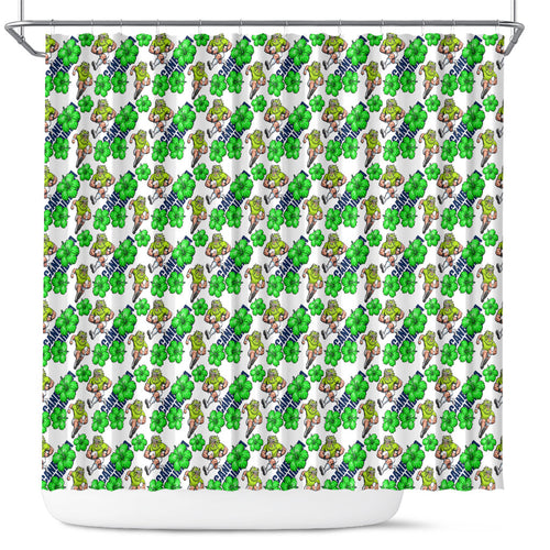 Canberra Raiders Shower Curtain Tropical Hibiscus Floral Seamless Rugby Mascot