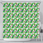 Canberra Raiders Shower Curtain Tropical Hibiscus Floral Seamless Rugby Mascot