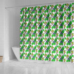 Canberra Raiders Shower Curtain Tropical Hibiscus Floral Seamless Rugby Mascot