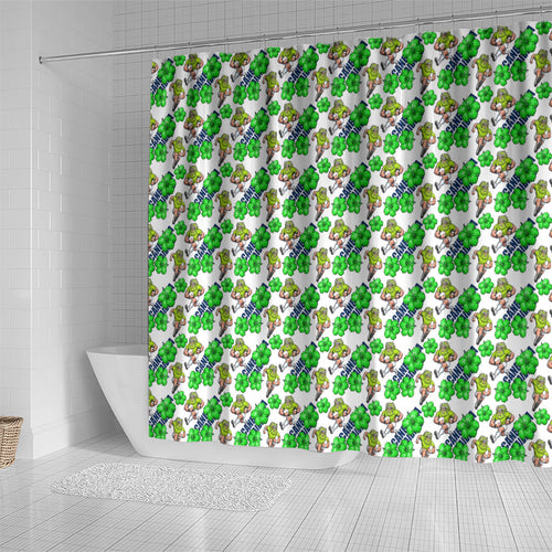 Canberra Raiders Shower Curtain Tropical Hibiscus Floral Seamless Rugby Mascot