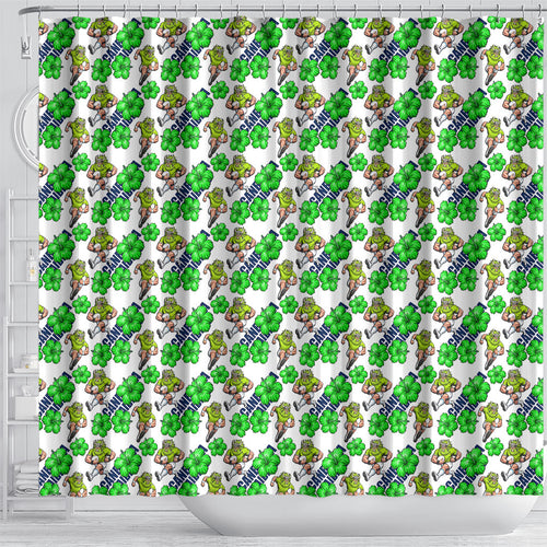 Canberra Raiders Shower Curtain Tropical Hibiscus Floral Seamless Rugby Mascot