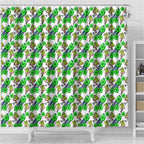 Canberra Raiders Shower Curtain Tropical Hibiscus Floral Seamless Rugby Mascot
