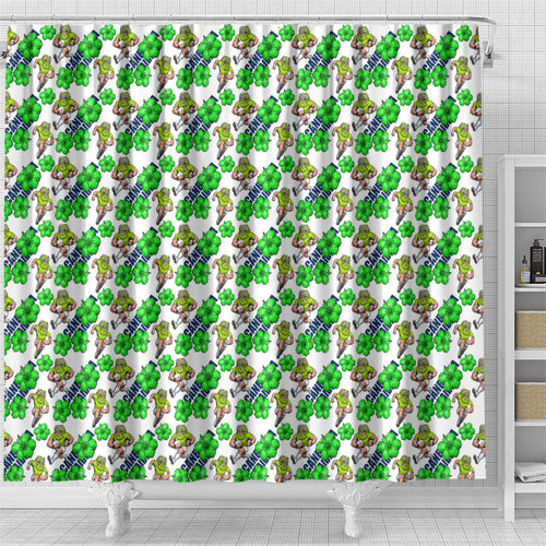 Canberra Raiders Shower Curtain Tropical Hibiscus Floral Seamless Rugby Mascot