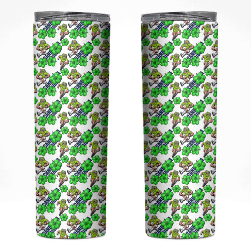 Canberra Raiders Skinny Tumbler Tropical Hibiscus Floral Seamless Rugby Mascot