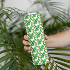 Canberra Raiders Skinny Tumbler Tropical Hibiscus Floral Seamless Rugby Mascot