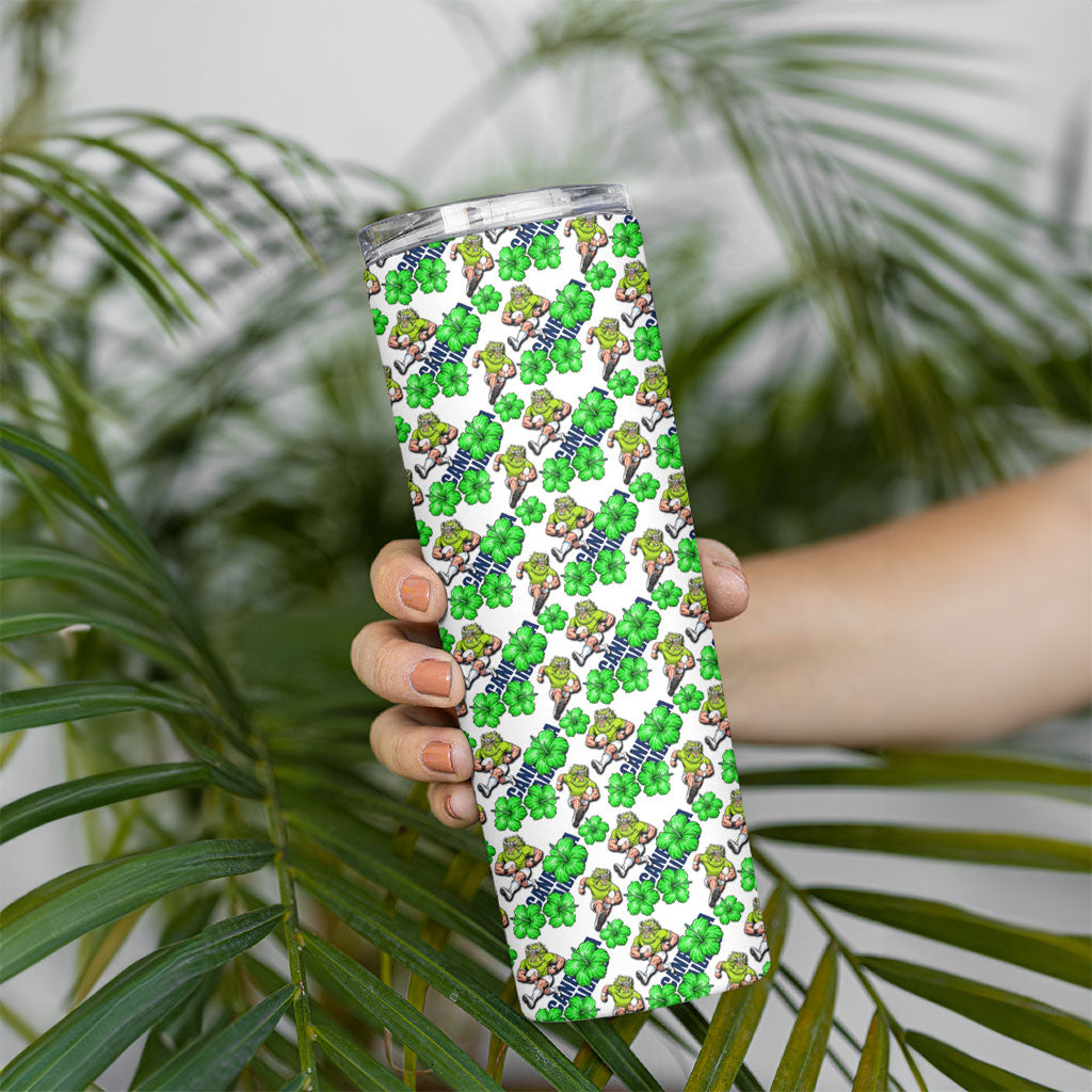 Canberra Raiders Skinny Tumbler Tropical Hibiscus Floral Seamless Rugby Mascot