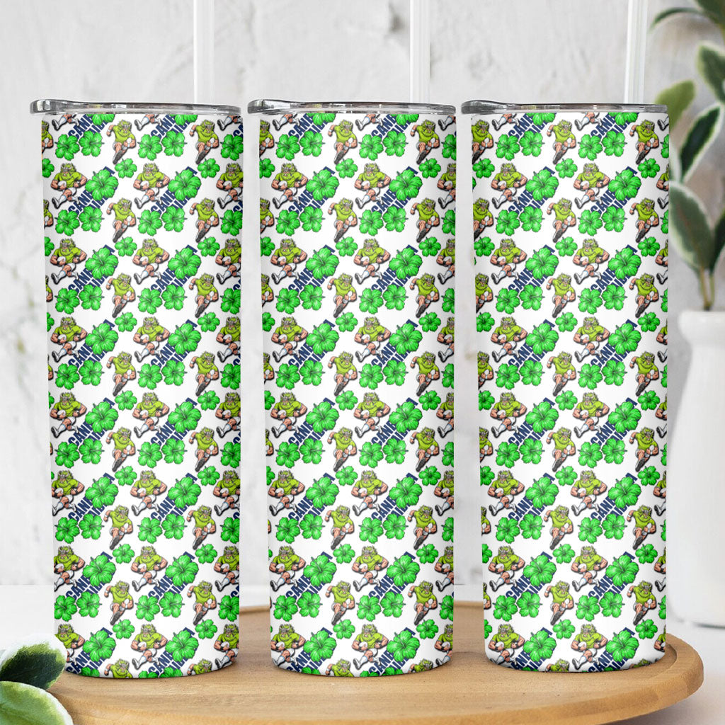 Canberra Raiders Skinny Tumbler Tropical Hibiscus Floral Seamless Rugby Mascot