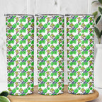 Canberra Raiders Skinny Tumbler Tropical Hibiscus Floral Seamless Rugby Mascot