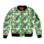 Canberra Raiders Sleeve Zip Bomber Jacket Tropical Hibiscus Floral Seamless Rugby Mascot