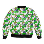 Canberra Raiders Sleeve Zip Bomber Jacket Tropical Hibiscus Floral Seamless Rugby Mascot