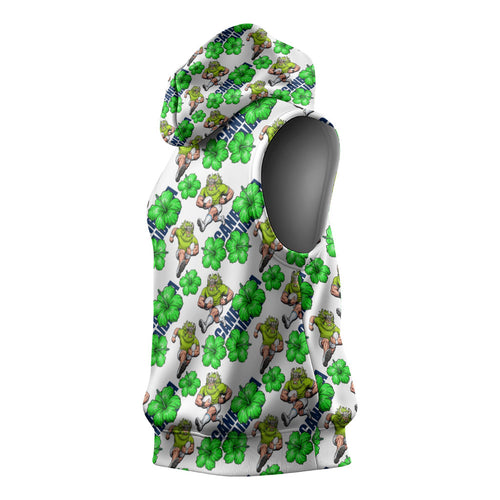 Canberra Raiders Sleeveless Hoodie Tropical Hibiscus Floral Seamless Rugby Mascot