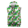 Canberra Raiders Sleeveless Zip Hoodie Tropical Hibiscus Floral Seamless Rugby Mascot