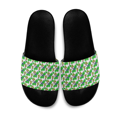 Canberra Raiders Slide Sandals Tropical Hibiscus Floral Seamless Rugby Mascot