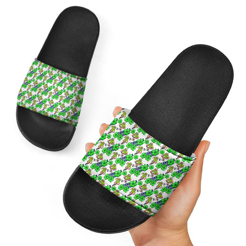 Canberra Raiders Slide Sandals Tropical Hibiscus Floral Seamless Rugby Mascot