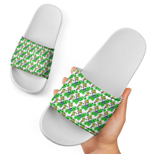 Canberra Raiders Slide Sandals Tropical Hibiscus Floral Seamless Rugby Mascot