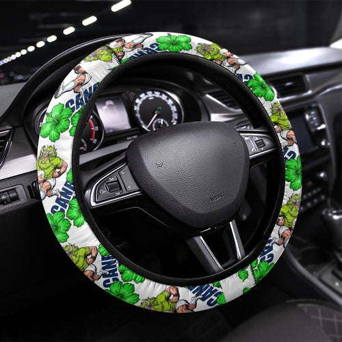 Canberra Raiders Steering Wheel Cover Tropical Hibiscus Floral Seamless Rugby Mascot