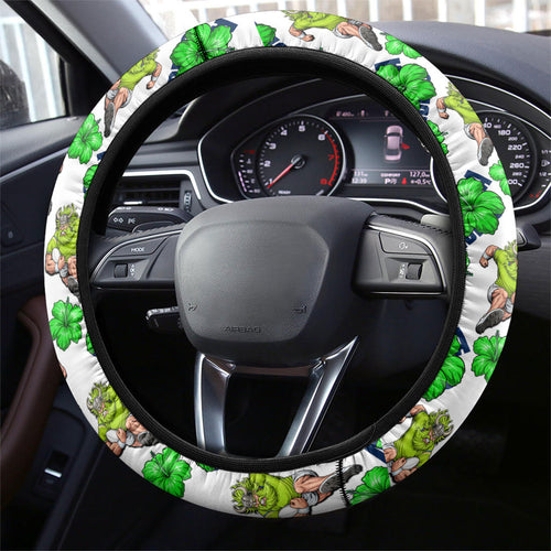 Canberra Raiders Steering Wheel Cover Tropical Hibiscus Floral Seamless Rugby Mascot