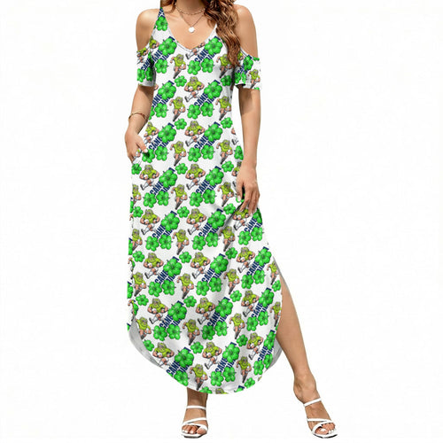 Canberra Raiders Summer Maxi Dress Tropical Hibiscus Floral Seamless Rugby Mascot