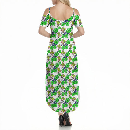 Canberra Raiders Summer Maxi Dress Tropical Hibiscus Floral Seamless Rugby Mascot