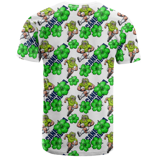 Canberra Raiders T Shirt Tropical Hibiscus Floral Seamless Rugby Mascot