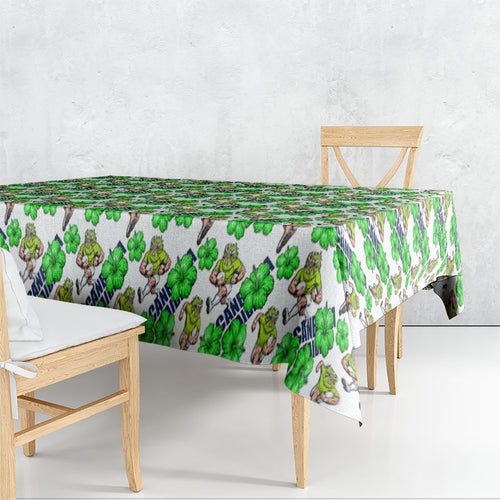 Canberra Raiders Tablecloth Tropical Hibiscus Floral Seamless Rugby Mascot