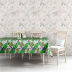 Canberra Raiders Tablecloth Tropical Hibiscus Floral Seamless Rugby Mascot