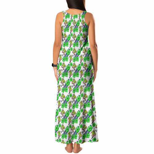 Canberra Raiders Tank Maxi Dress Tropical Hibiscus Floral Seamless Rugby Mascot