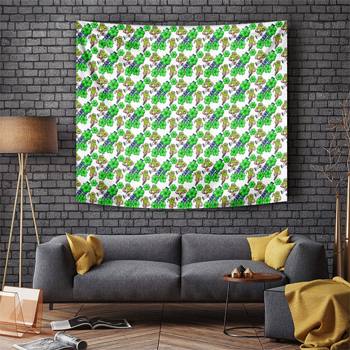 Canberra Raiders Tapestry Tropical Hibiscus Floral Seamless Rugby Mascot