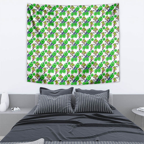Canberra Raiders Tapestry Tropical Hibiscus Floral Seamless Rugby Mascot