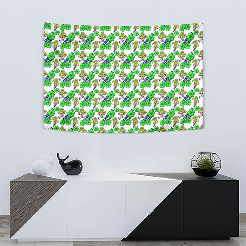 Canberra Raiders Tapestry Tropical Hibiscus Floral Seamless Rugby Mascot
