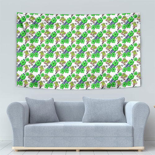 Canberra Raiders Tapestry Tropical Hibiscus Floral Seamless Rugby Mascot