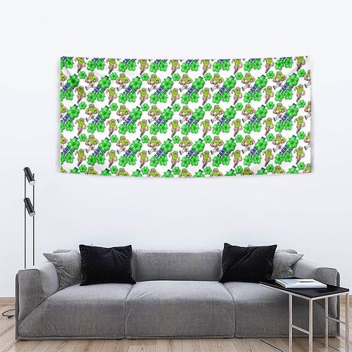 Canberra Raiders Tapestry Tropical Hibiscus Floral Seamless Rugby Mascot