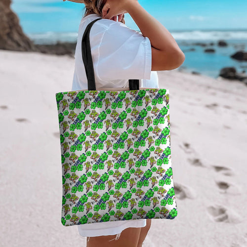 Canberra Raiders Tote Bag Tropical Hibiscus Floral Seamless Rugby Mascot
