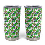 Canberra Raiders Tumbler Cup Tropical Hibiscus Floral Seamless Rugby Mascot