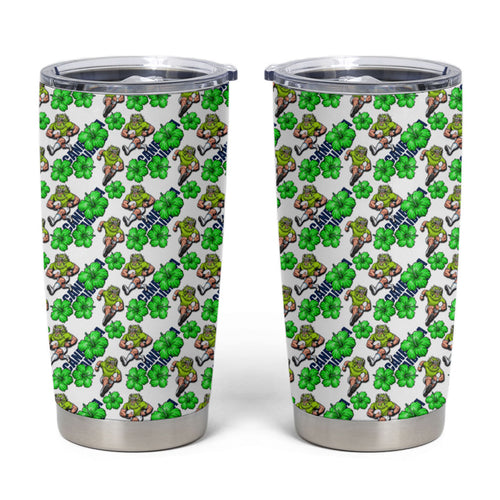 Canberra Raiders Tumbler Cup Tropical Hibiscus Floral Seamless Rugby Mascot