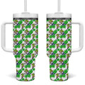 Canberra Raiders Tumbler With Handle Tropical Hibiscus Floral Seamless Rugby Mascot