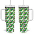 Canberra Raiders Tumbler With Handle Tropical Hibiscus Floral Seamless Rugby Mascot
