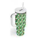 Canberra Raiders Tumbler With Handle Tropical Hibiscus Floral Seamless Rugby Mascot