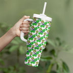 Canberra Raiders Tumbler With Handle Tropical Hibiscus Floral Seamless Rugby Mascot