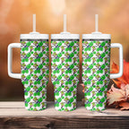 Canberra Raiders Tumbler With Handle Tropical Hibiscus Floral Seamless Rugby Mascot