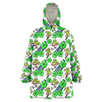 Canberra Raiders Wearable Blanket Hoodie Tropical Hibiscus Floral Seamless Rugby Mascot
