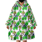 Canberra Raiders Wearable Blanket Hoodie Tropical Hibiscus Floral Seamless Rugby Mascot