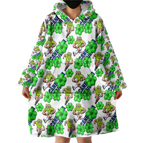 Canberra Raiders Wearable Blanket Hoodie Tropical Hibiscus Floral Seamless Rugby Mascot